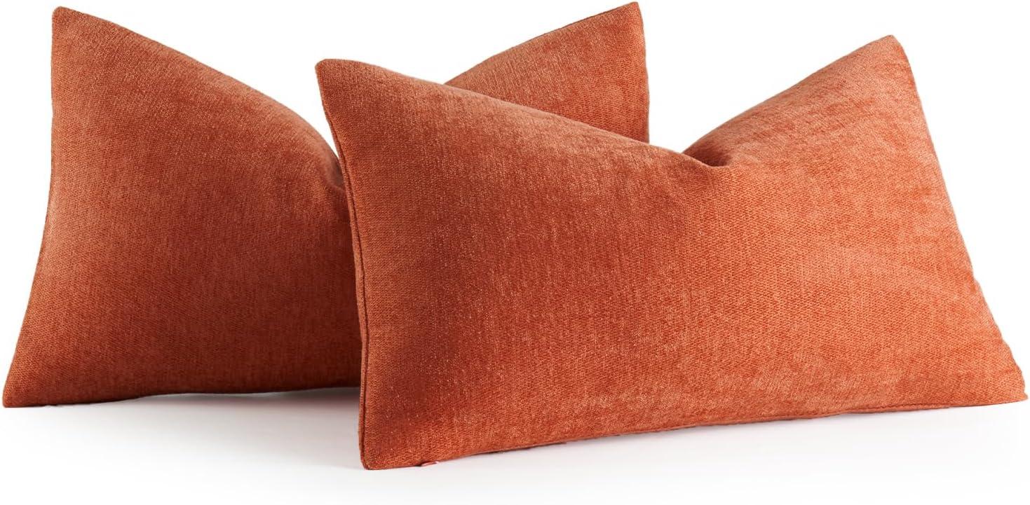 imageMIULEE Pack of 2 Orange Decorative Pillow Covers 16x16 Inch Soft Chenille Couch Throw Pillows Farmhouse Cushion Covers for Home Decor Sofa Bedroom Living RoomBurnt Orange