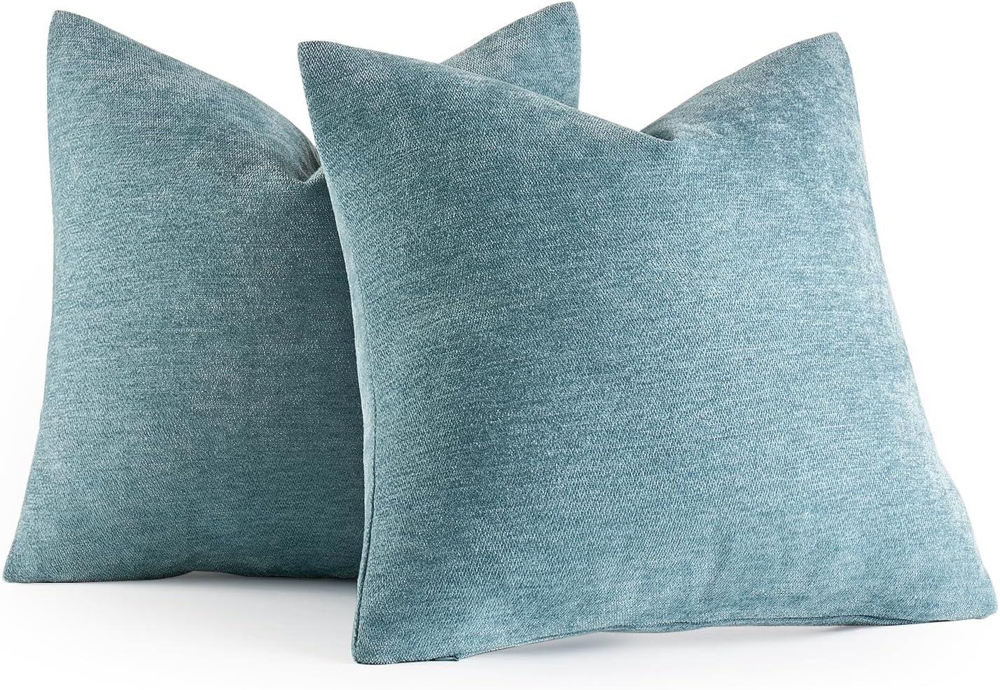 imageMIULEE Pack of 2 Orange Decorative Pillow Covers 16x16 Inch Soft Chenille Couch Throw Pillows Farmhouse Cushion Covers for Home Decor Sofa Bedroom Living RoomBlue Gray