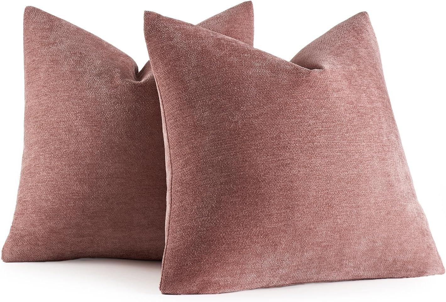 imageMIULEE Pack of 2 Orange Decorative Pillow Covers 16x16 Inch Soft Chenille Couch Throw Pillows Farmhouse Cushion Covers for Home Decor Sofa Bedroom Living RoomBlush Pink