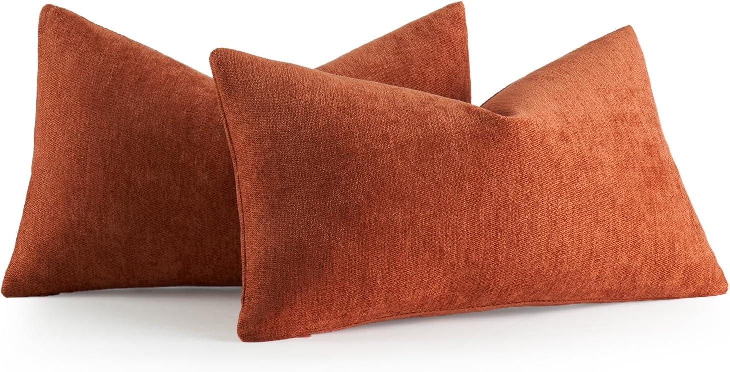 imageMIULEE Pack of 2 Orange Decorative Pillow Covers 16x16 Inch Soft Chenille Couch Throw Pillows Farmhouse Cushion Covers for Home Decor Sofa Bedroom Living RoomRust