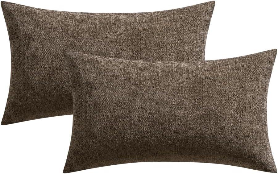 imageMIULEE Pack of 2 Orange Decorative Pillow Covers 16x16 Inch Soft Chenille Couch Throw Pillows Farmhouse Cushion Covers for Home Decor Sofa Bedroom Living RoomBrown