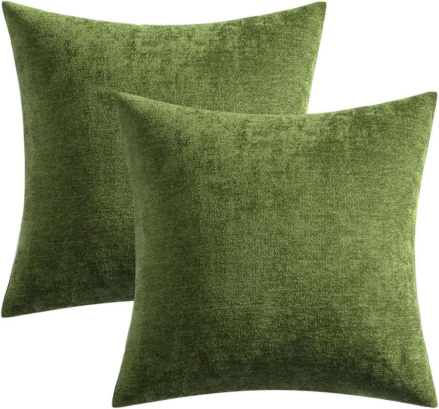 imageMIULEE Pack of 2 Orange Decorative Pillow Covers 16x16 Inch Soft Chenille Couch Throw Pillows Farmhouse Cushion Covers for Home Decor Sofa Bedroom Living RoomMoss Green