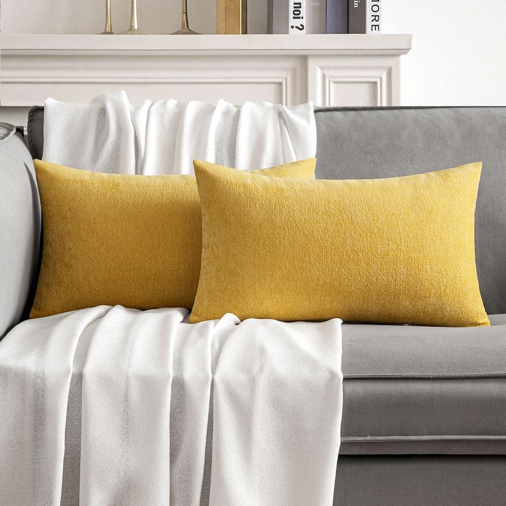 imageMIULEE Pack of 2 Orange Decorative Pillow Covers 16x16 Inch Soft Chenille Couch Throw Pillows Farmhouse Cushion Covers for Home Decor Sofa Bedroom Living RoomMustard Yellow