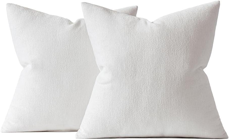 imageMIULEE Pack of 2 Orange Decorative Pillow Covers 16x16 Inch Soft Chenille Couch Throw Pillows Farmhouse Cushion Covers for Home Decor Sofa Bedroom Living RoomPure White