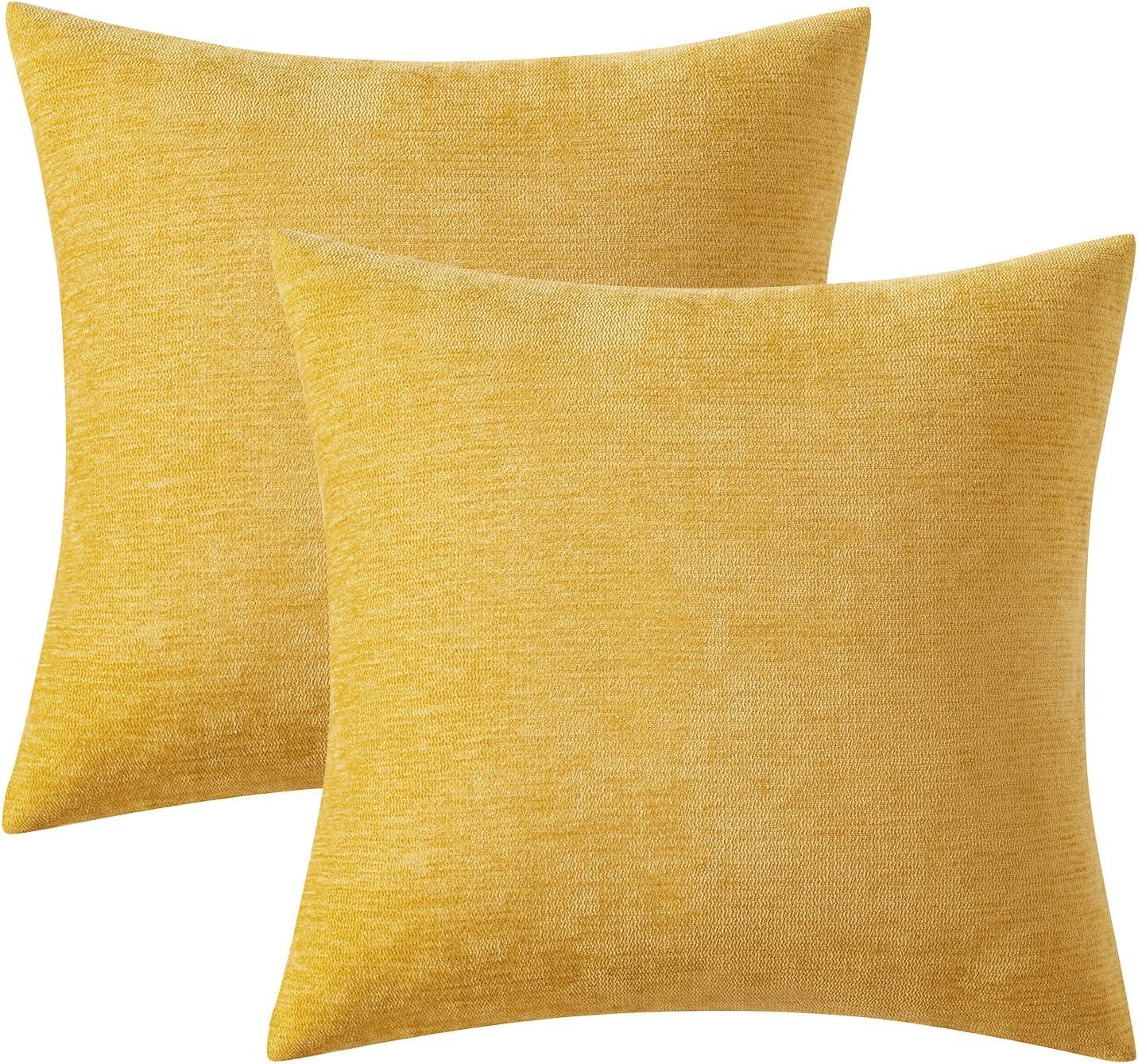 imageMIULEE Pack of 2 Orange Decorative Pillow Covers 16x16 Inch Soft Chenille Couch Throw Pillows Farmhouse Cushion Covers for Home Decor Sofa Bedroom Living RoomMustard Yellow
