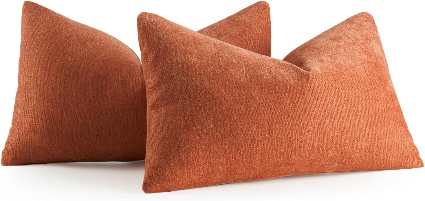 imageMIULEE Pack of 2 Orange Decorative Pillow Covers 16x16 Inch Soft Chenille Couch Throw Pillows Farmhouse Cushion Covers for Home Decor Sofa Bedroom Living RoomOrange