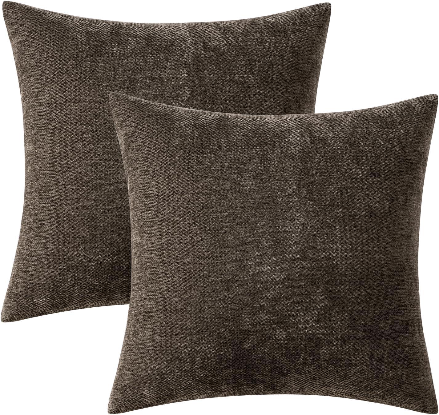 imageMIULEE Pack of 2 Orange Decorative Pillow Covers 16x16 Inch Soft Chenille Couch Throw Pillows Farmhouse Cushion Covers for Home Decor Sofa Bedroom Living RoomBrown