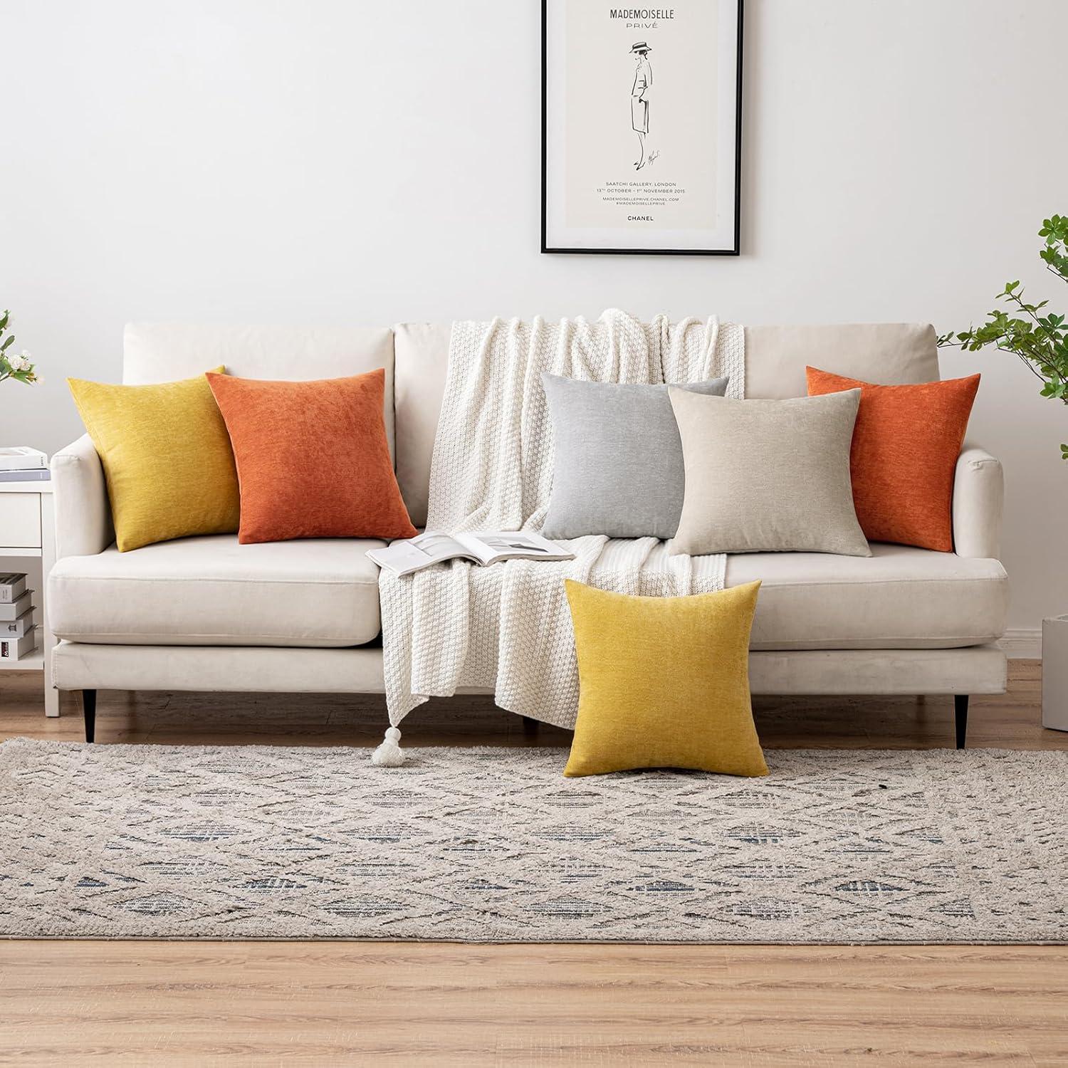 imageMIULEE Pack of 2 Orange Decorative Pillow Covers 16x16 Inch Soft Chenille Couch Throw Pillows Farmhouse Cushion Covers for Home Decor Sofa Bedroom Living RoomBurnt Orange