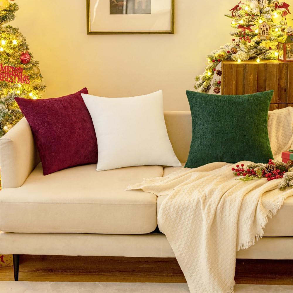 imageMIULEE Pack of 2 Orange Decorative Pillow Covers 16x16 Inch Soft Chenille Couch Throw Pillows Farmhouse Cushion Covers for Home Decor Sofa Bedroom Living RoomBurgundy