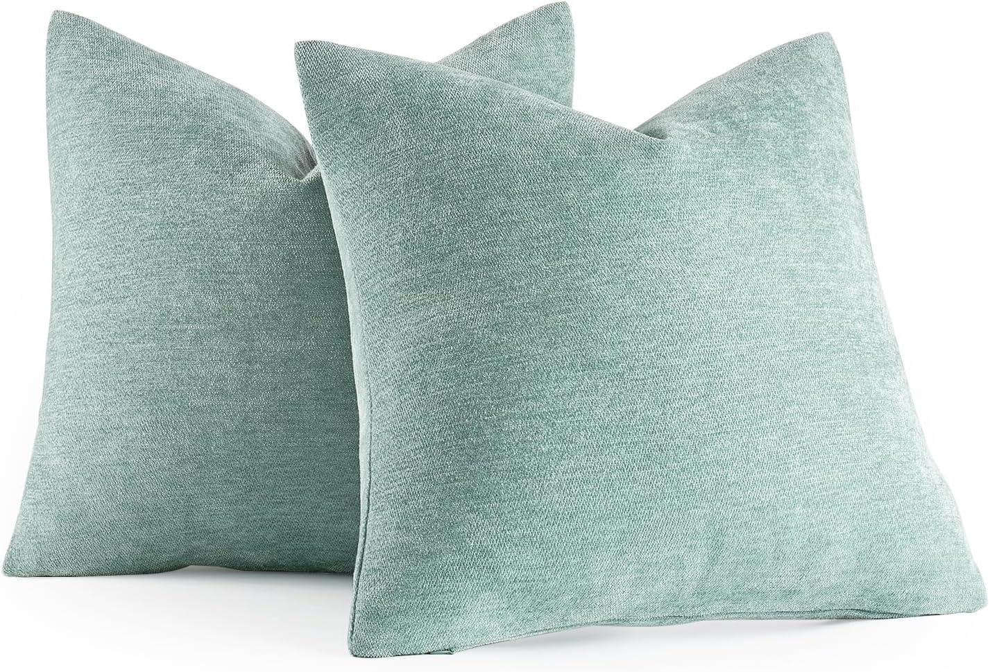 imageMIULEE Pack of 2 Orange Decorative Pillow Covers 16x16 Inch Soft Chenille Couch Throw Pillows Farmhouse Cushion Covers for Home Decor Sofa Bedroom Living RoomAqua Green