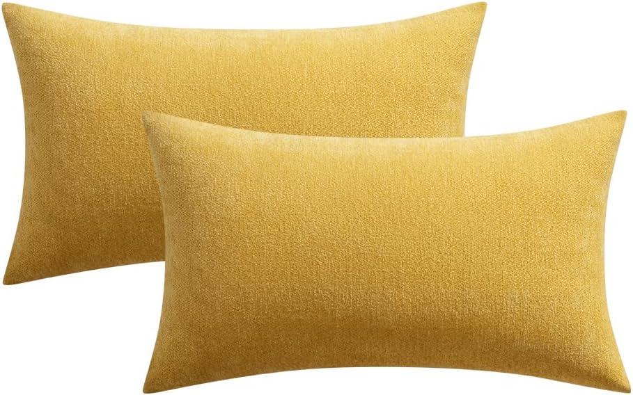 imageMIULEE Pack of 2 Orange Decorative Pillow Covers 16x16 Inch Soft Chenille Couch Throw Pillows Farmhouse Cushion Covers for Home Decor Sofa Bedroom Living RoomMustard Yellow