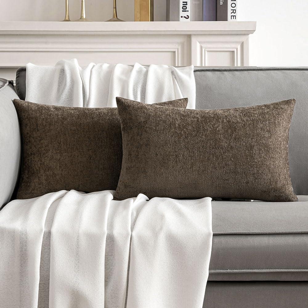 imageMIULEE Pack of 2 Orange Decorative Pillow Covers 16x16 Inch Soft Chenille Couch Throw Pillows Farmhouse Cushion Covers for Home Decor Sofa Bedroom Living RoomBrown