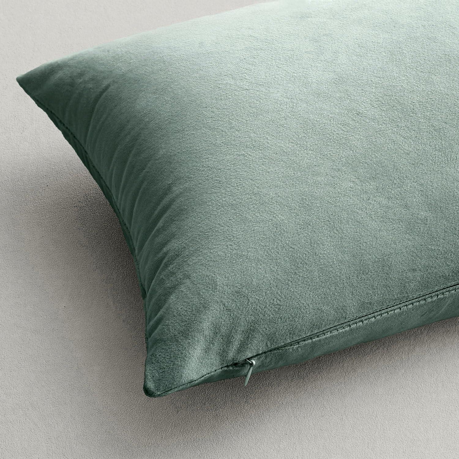 imageMIULEE Pack of 2 Velvet Soft Solid Decorative Square Throw Pillow Covers Christmas Cushion Case for Couch Sofa Bedroom Car 18x18 Inch 45x45 cm GreenAqua Haze