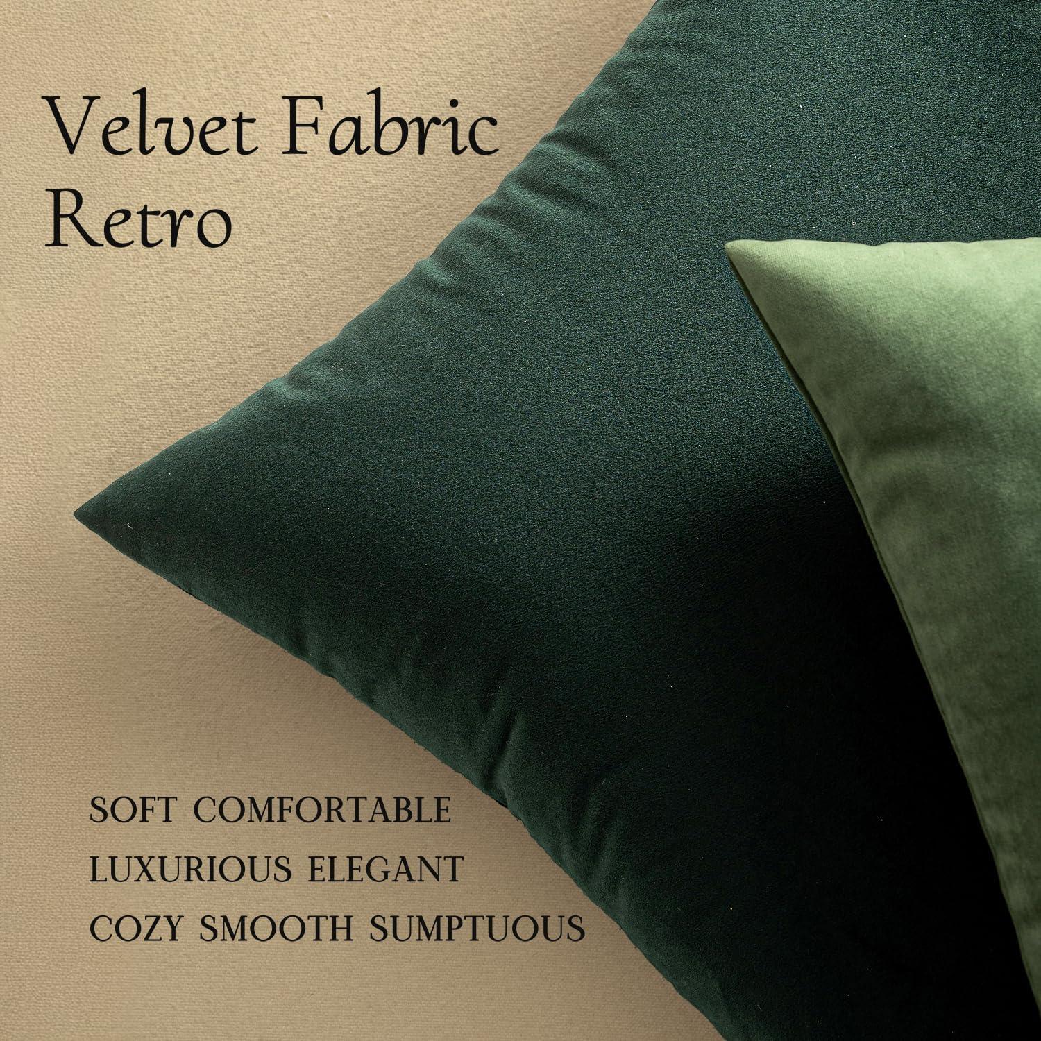 imageMIULEE Pack of 2 Velvet Soft Solid Decorative Square Throw Pillow Covers Christmas Cushion Case for Couch Sofa Bedroom Car 18x18 Inch 45x45 cm GreenArmy Green