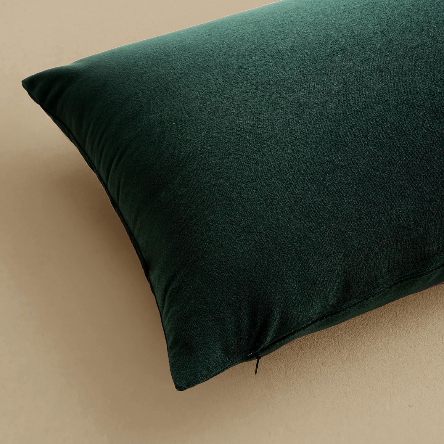 imageMIULEE Pack of 2 Velvet Soft Solid Decorative Square Throw Pillow Covers Christmas Cushion Case for Couch Sofa Bedroom Car 18x18 Inch 45x45 cm GreenArmy Green