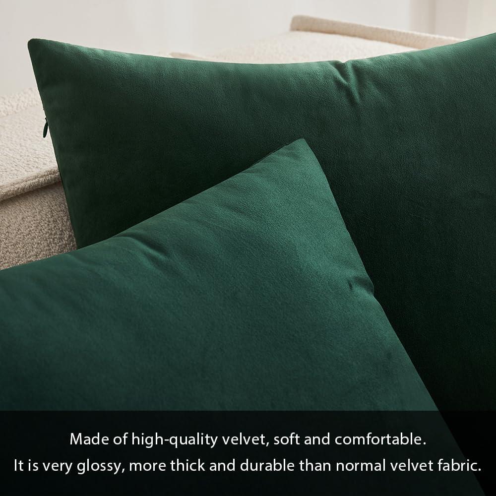 imageMIULEE Pack of 2 Velvet Soft Solid Decorative Square Throw Pillow Covers Christmas Cushion Case for Couch Sofa Bedroom Car 18x18 Inch 45x45 cm GreenArmy Green