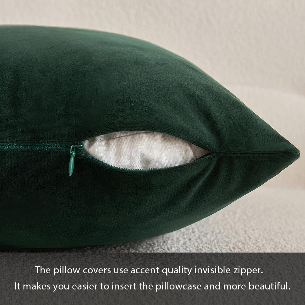 imageMIULEE Pack of 2 Velvet Soft Solid Decorative Square Throw Pillow Covers Christmas Cushion Case for Couch Sofa Bedroom Car 18x18 Inch 45x45 cm GreenArmy Green
