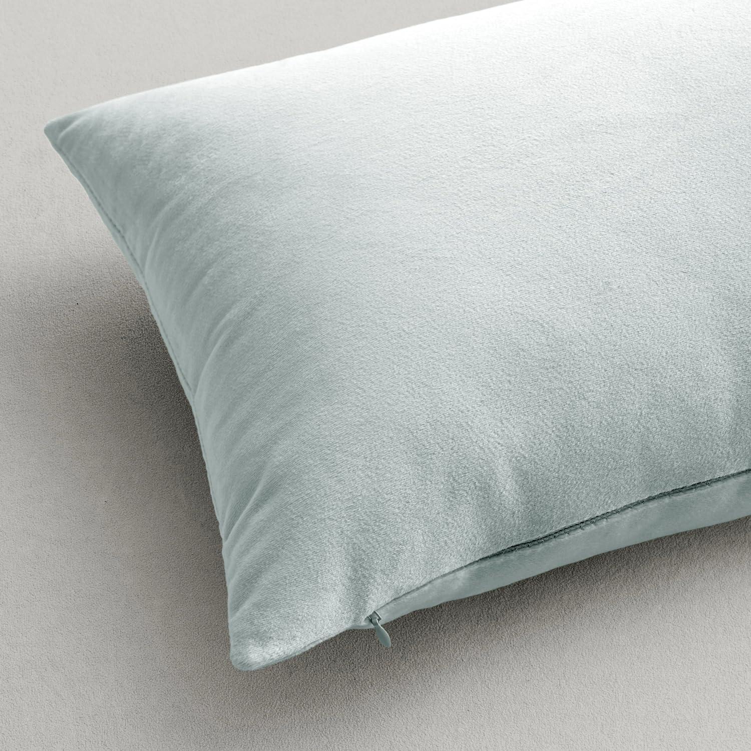 imageMIULEE Pack of 2 Velvet Soft Solid Decorative Square Throw Pillow Covers Christmas Cushion Case for Couch Sofa Bedroom Car 18x18 Inch 45x45 cm GreenBaby Blue
