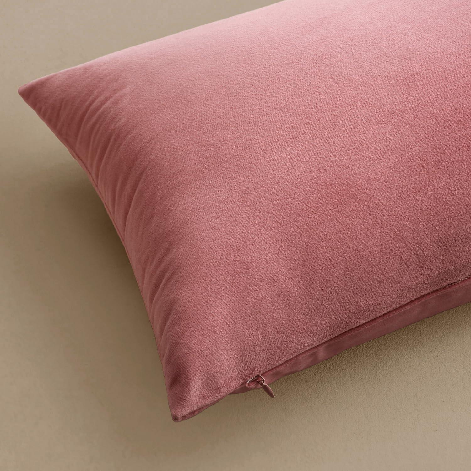 imageMIULEE Pack of 2 Velvet Soft Solid Decorative Square Throw Pillow Covers Christmas Cushion Case for Couch Sofa Bedroom Car 18x18 Inch 45x45 cm GreenBright Pink