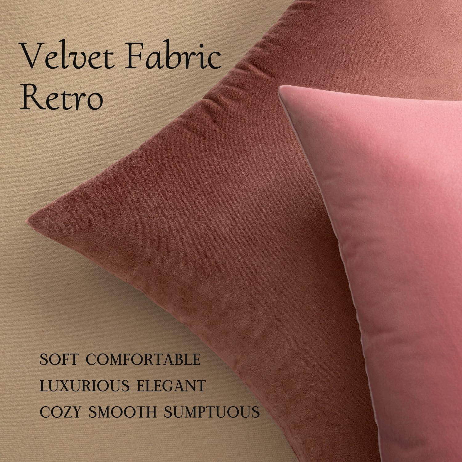 imageMIULEE Pack of 2 Velvet Soft Solid Decorative Square Throw Pillow Covers Christmas Cushion Case for Couch Sofa Bedroom Car 18x18 Inch 45x45 cm GreenBright Pink