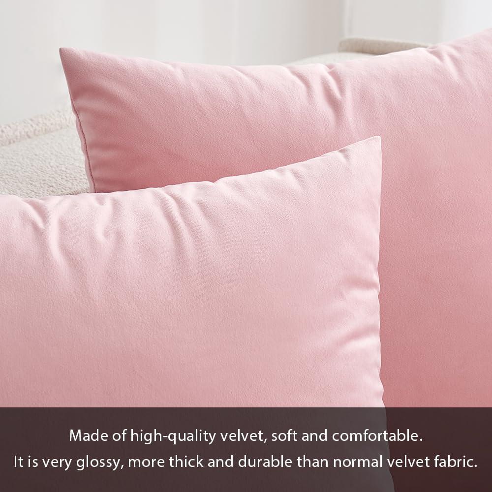 imageMIULEE Pack of 2 Velvet Soft Solid Decorative Square Throw Pillow Covers Christmas Cushion Case for Couch Sofa Bedroom Car 18x18 Inch 45x45 cm GreenBright Pink