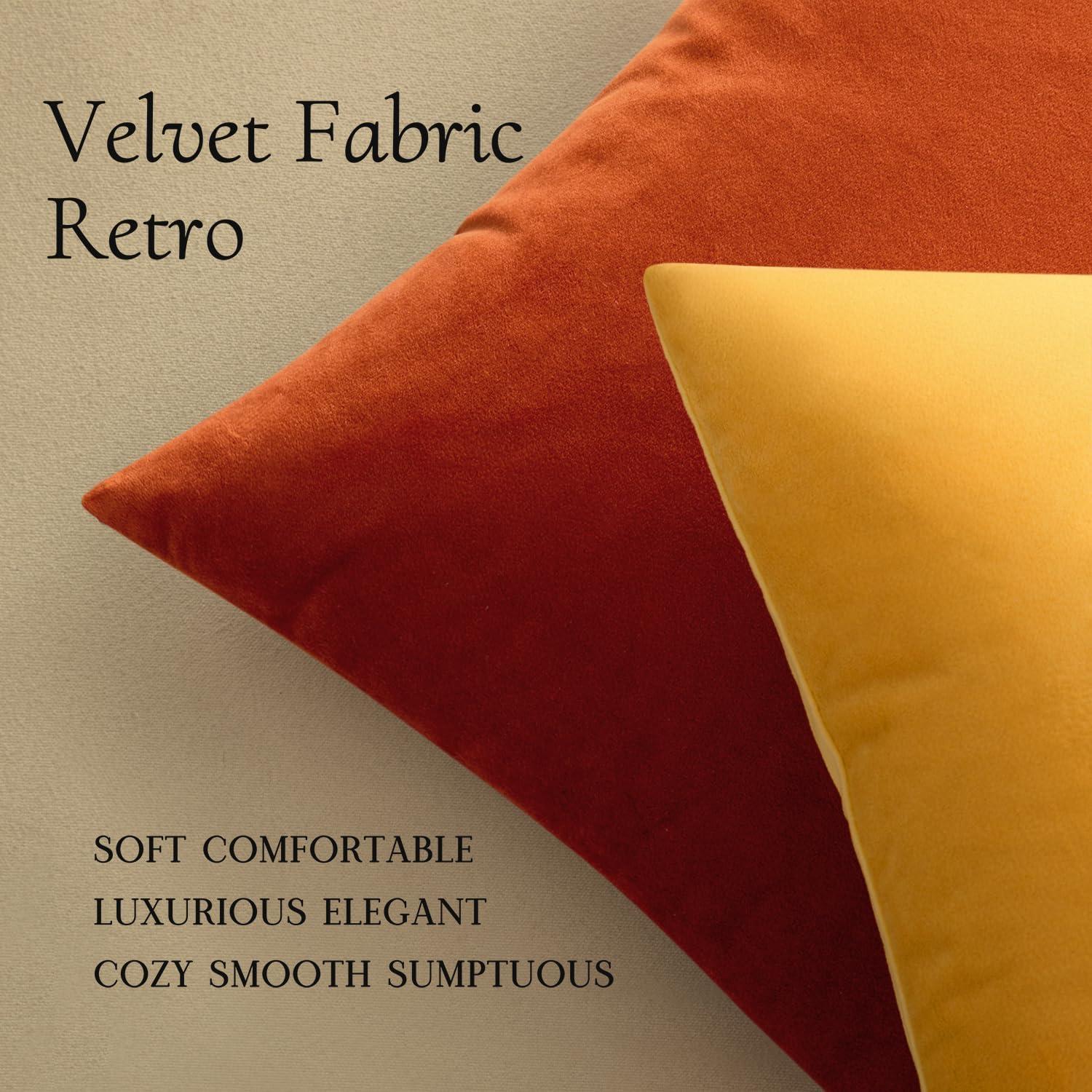 imageMIULEE Pack of 2 Velvet Soft Solid Decorative Square Throw Pillow Covers Christmas Cushion Case for Couch Sofa Bedroom Car 18x18 Inch 45x45 cm GreenBurnt Orange