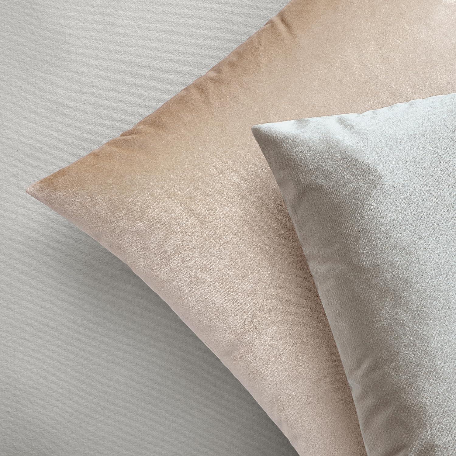 imageMIULEE Pack of 2 Velvet Soft Solid Decorative Square Throw Pillow Covers Christmas Cushion Case for Couch Sofa Bedroom Car 18x18 Inch 45x45 cm GreenChampagne