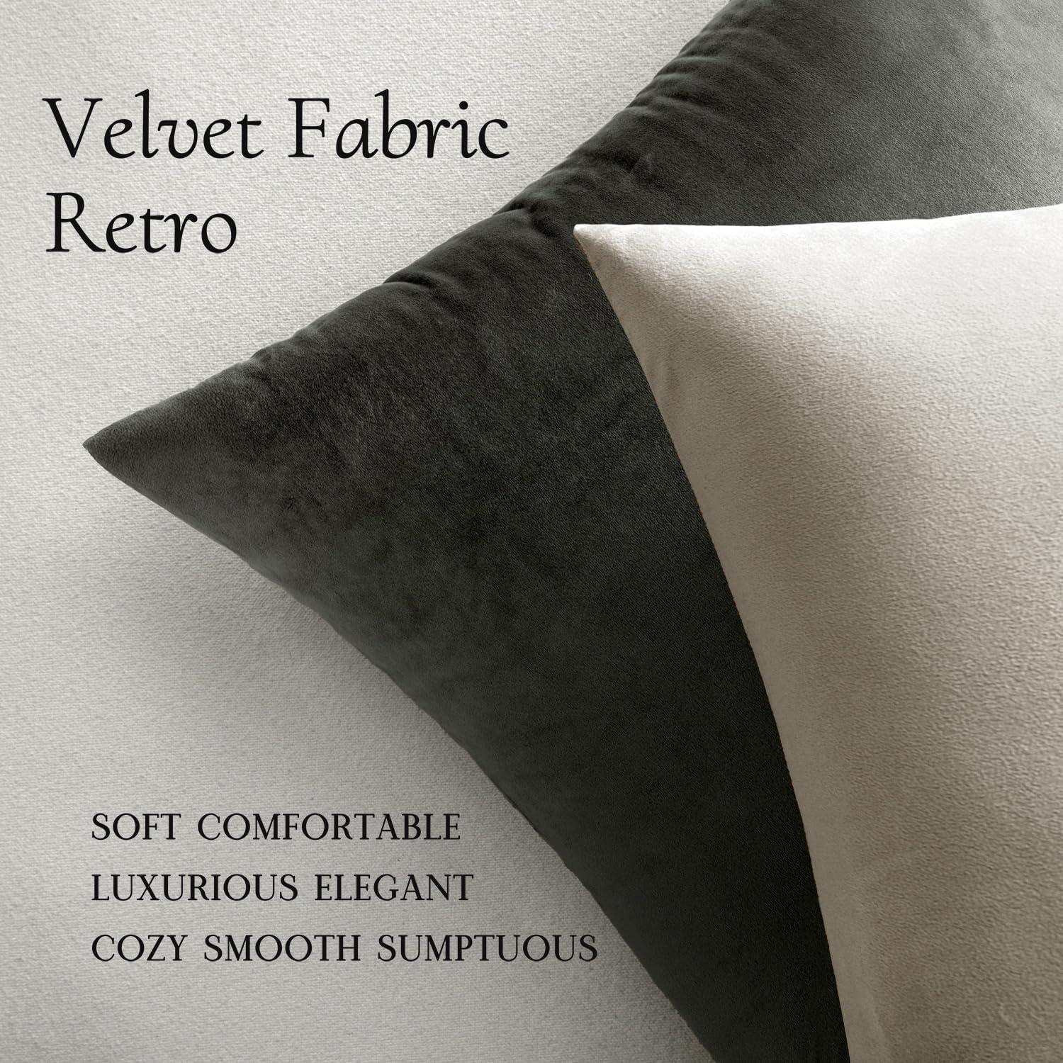 imageMIULEE Pack of 2 Velvet Soft Solid Decorative Square Throw Pillow Covers Christmas Cushion Case for Couch Sofa Bedroom Car 18x18 Inch 45x45 cm GreenCream White