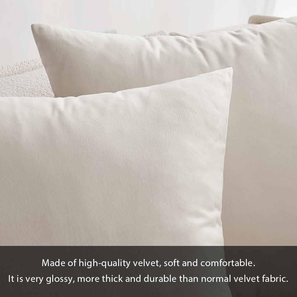 imageMIULEE Pack of 2 Velvet Soft Solid Decorative Square Throw Pillow Covers Christmas Cushion Case for Couch Sofa Bedroom Car 18x18 Inch 45x45 cm GreenCream White