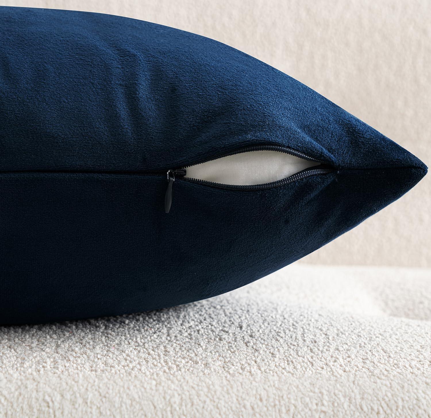 imageMIULEE Pack of 2 Velvet Soft Solid Decorative Square Throw Pillow Covers Christmas Cushion Case for Couch Sofa Bedroom Car 18x18 Inch 45x45 cm GreenDark Blue