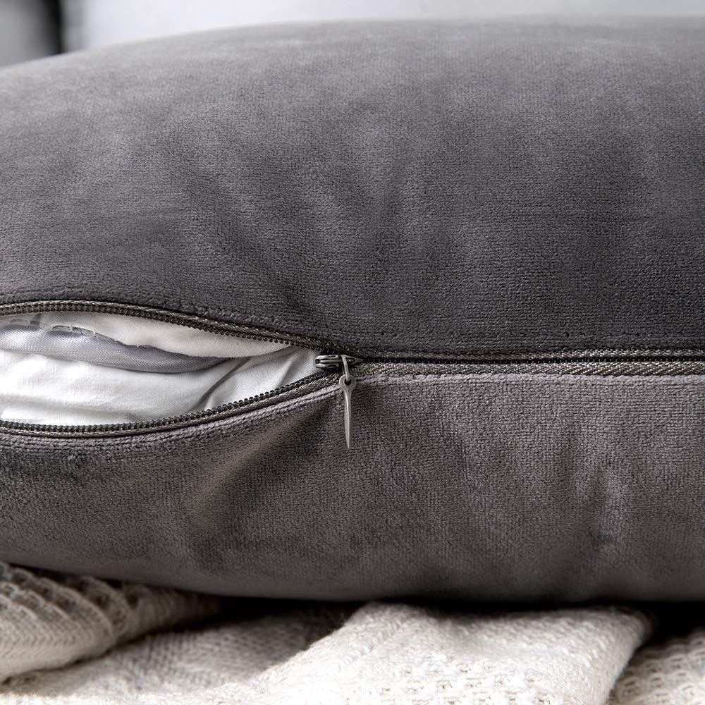 imageMIULEE Pack of 2 Velvet Soft Solid Decorative Square Throw Pillow Covers Christmas Cushion Case for Couch Sofa Bedroom Car 18x18 Inch 45x45 cm GreenDark Grey