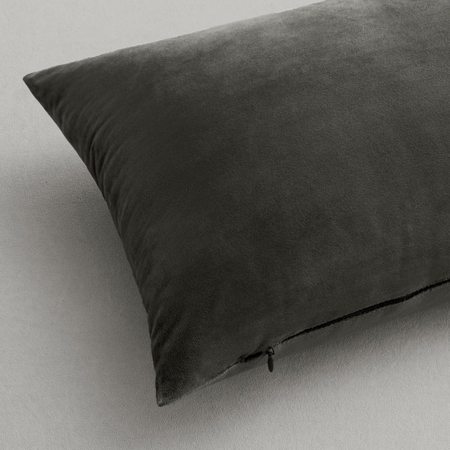 imageMIULEE Pack of 2 Velvet Soft Solid Decorative Square Throw Pillow Covers Christmas Cushion Case for Couch Sofa Bedroom Car 18x18 Inch 45x45 cm GreenDark Grey