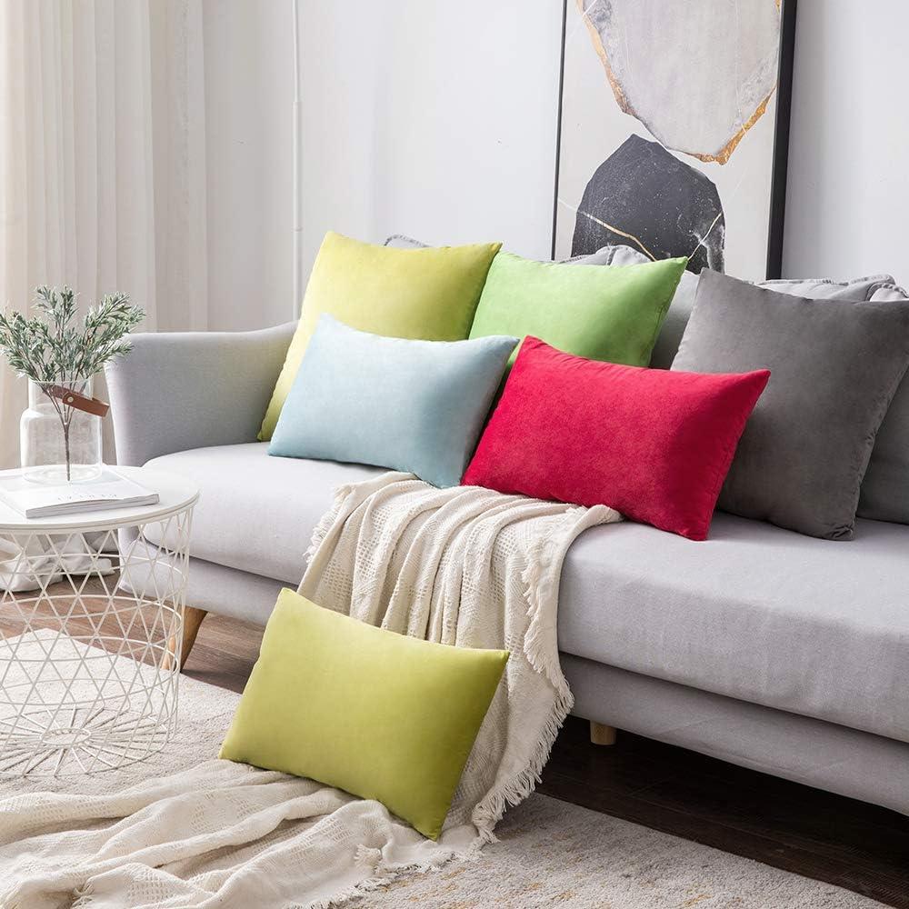 imageMIULEE Pack of 2 Velvet Soft Solid Decorative Square Throw Pillow Covers Christmas Cushion Case for Couch Sofa Bedroom Car 18x18 Inch 45x45 cm GreenDark Grey