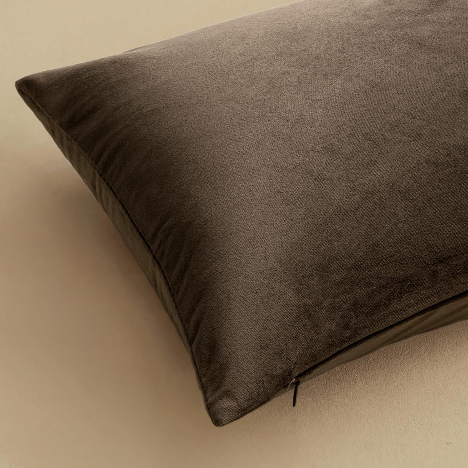 imageMIULEE Pack of 2 Velvet Soft Solid Decorative Square Throw Pillow Covers Christmas Cushion Case for Couch Sofa Bedroom Car 18x18 Inch 45x45 cm GreenDark Coffee