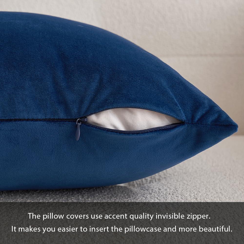 imageMIULEE Pack of 2 Velvet Soft Solid Decorative Square Throw Pillow Covers Christmas Cushion Case for Couch Sofa Bedroom Car 18x18 Inch 45x45 cm GreenDark Blue