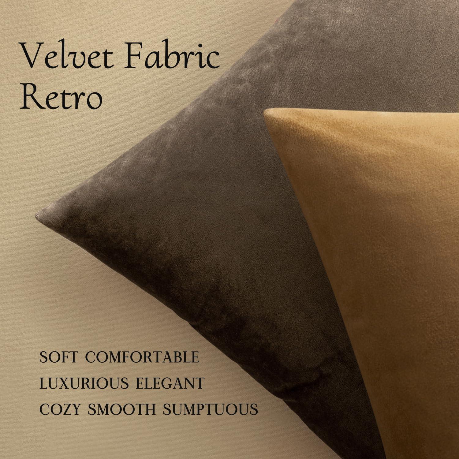imageMIULEE Pack of 2 Velvet Soft Solid Decorative Square Throw Pillow Covers Christmas Cushion Case for Couch Sofa Bedroom Car 18x18 Inch 45x45 cm GreenDark Coffee