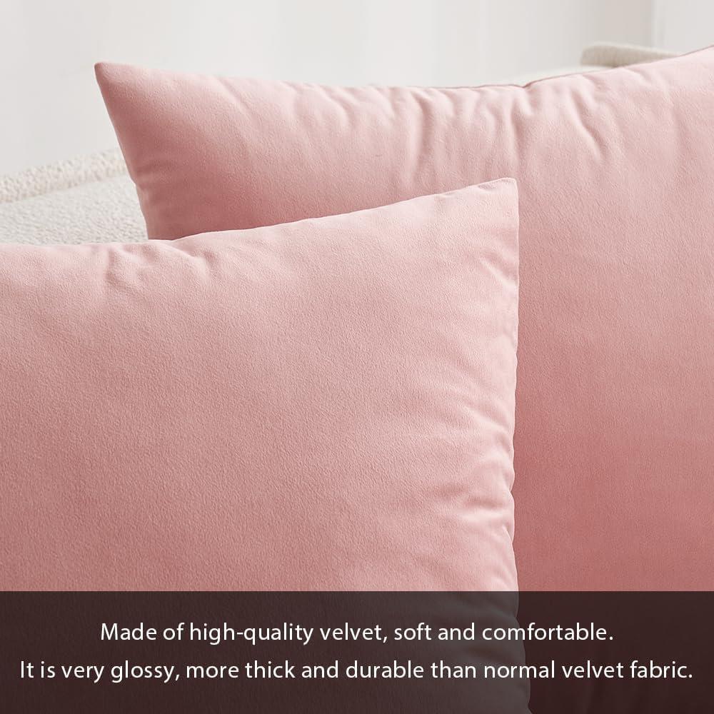imageMIULEE Pack of 2 Velvet Soft Solid Decorative Square Throw Pillow Covers Christmas Cushion Case for Couch Sofa Bedroom Car 18x18 Inch 45x45 cm GreenDusty Pink