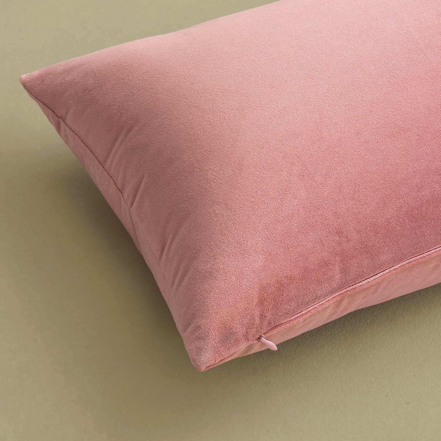 imageMIULEE Pack of 2 Velvet Soft Solid Decorative Square Throw Pillow Covers Christmas Cushion Case for Couch Sofa Bedroom Car 18x18 Inch 45x45 cm GreenDusty Pink