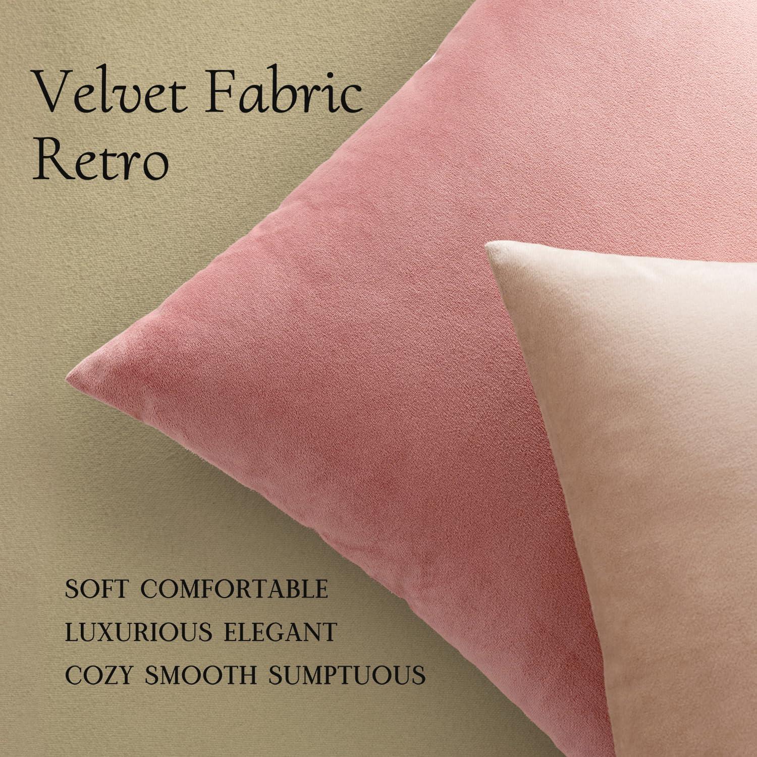 imageMIULEE Pack of 2 Velvet Soft Solid Decorative Square Throw Pillow Covers Christmas Cushion Case for Couch Sofa Bedroom Car 18x18 Inch 45x45 cm GreenDusty Pink