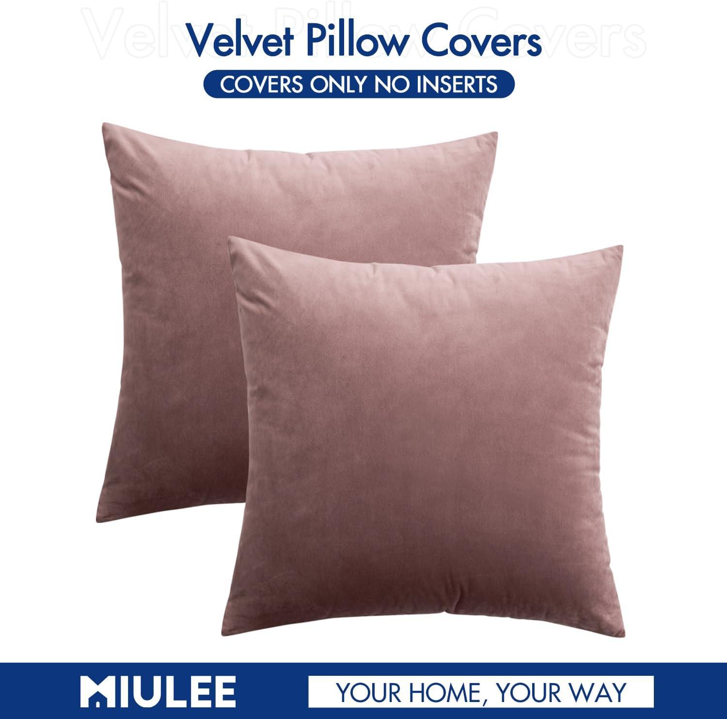 imageMIULEE Pack of 2 Velvet Soft Solid Decorative Square Throw Pillow Covers Christmas Cushion Case for Couch Sofa Bedroom Car 18x18 Inch 45x45 cm GreenJam