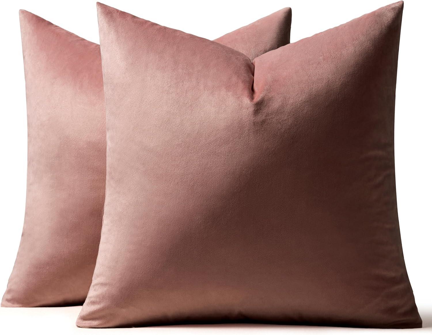 imageMIULEE Pack of 2 Velvet Soft Solid Decorative Square Throw Pillow Covers Christmas Cushion Case for Couch Sofa Bedroom Car 18x18 Inch 45x45 cm GreenJam