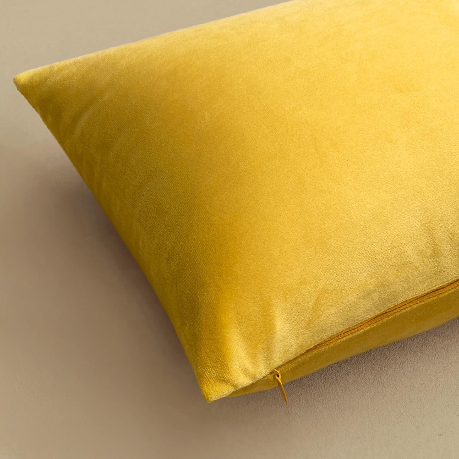 imageMIULEE Pack of 2 Velvet Soft Solid Decorative Square Throw Pillow Covers Christmas Cushion Case for Couch Sofa Bedroom Car 18x18 Inch 45x45 cm GreenLemon Yellow