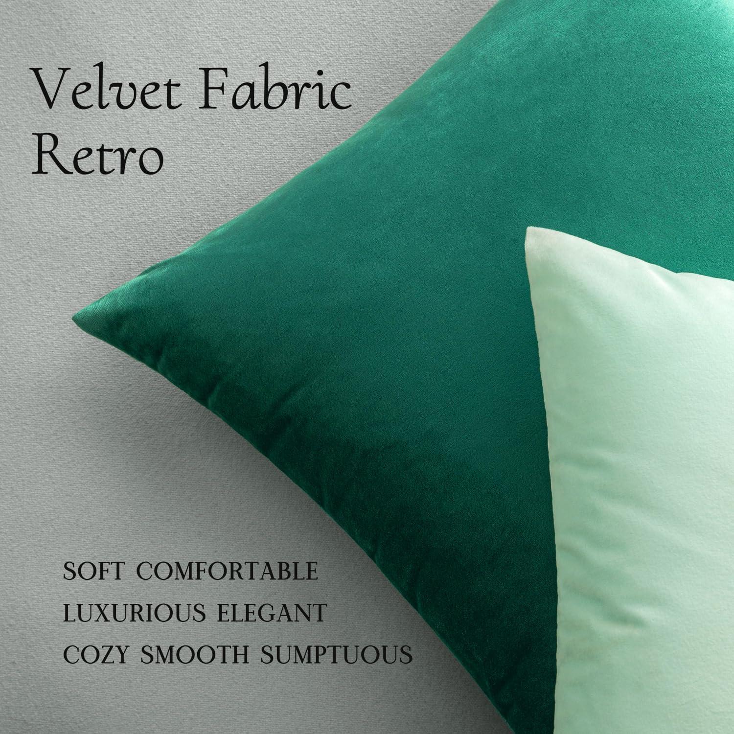 imageMIULEE Pack of 2 Velvet Soft Solid Decorative Square Throw Pillow Covers Christmas Cushion Case for Couch Sofa Bedroom Car 18x18 Inch 45x45 cm GreenMint Green