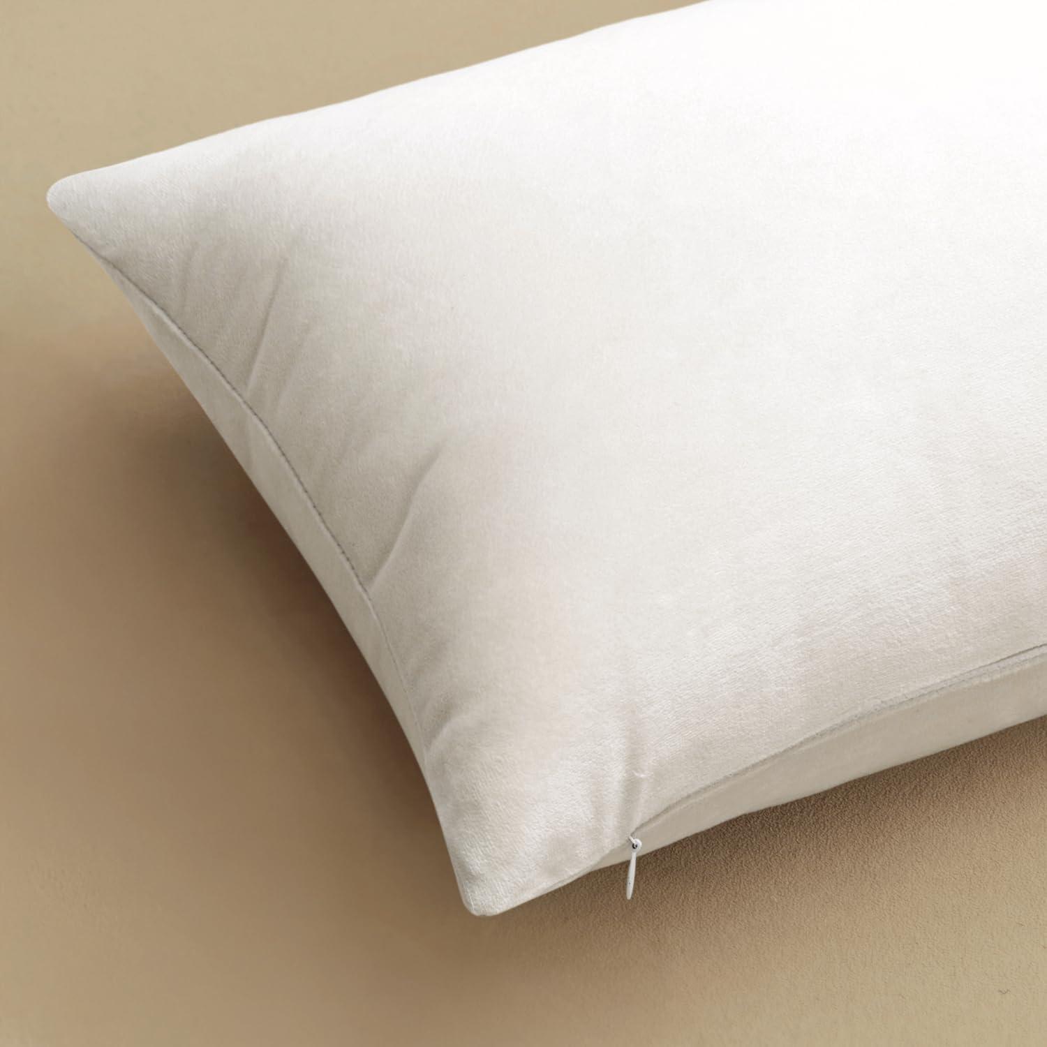 imageMIULEE Pack of 2 Velvet Soft Solid Decorative Square Throw Pillow Covers Christmas Cushion Case for Couch Sofa Bedroom Car 18x18 Inch 45x45 cm GreenPure White