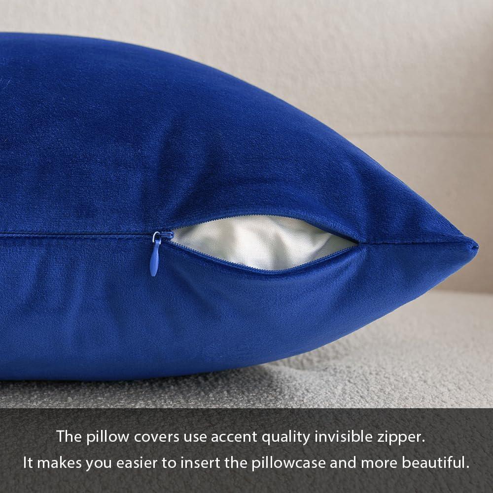 imageMIULEE Pack of 2 Velvet Soft Solid Decorative Square Throw Pillow Covers Christmas Cushion Case for Couch Sofa Bedroom Car 18x18 Inch 45x45 cm GreenRoyal Blue