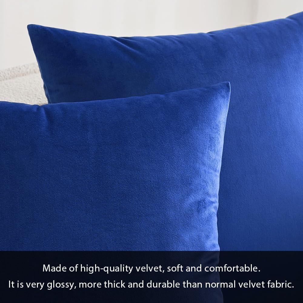 imageMIULEE Pack of 2 Velvet Soft Solid Decorative Square Throw Pillow Covers Christmas Cushion Case for Couch Sofa Bedroom Car 18x18 Inch 45x45 cm GreenRoyal Blue