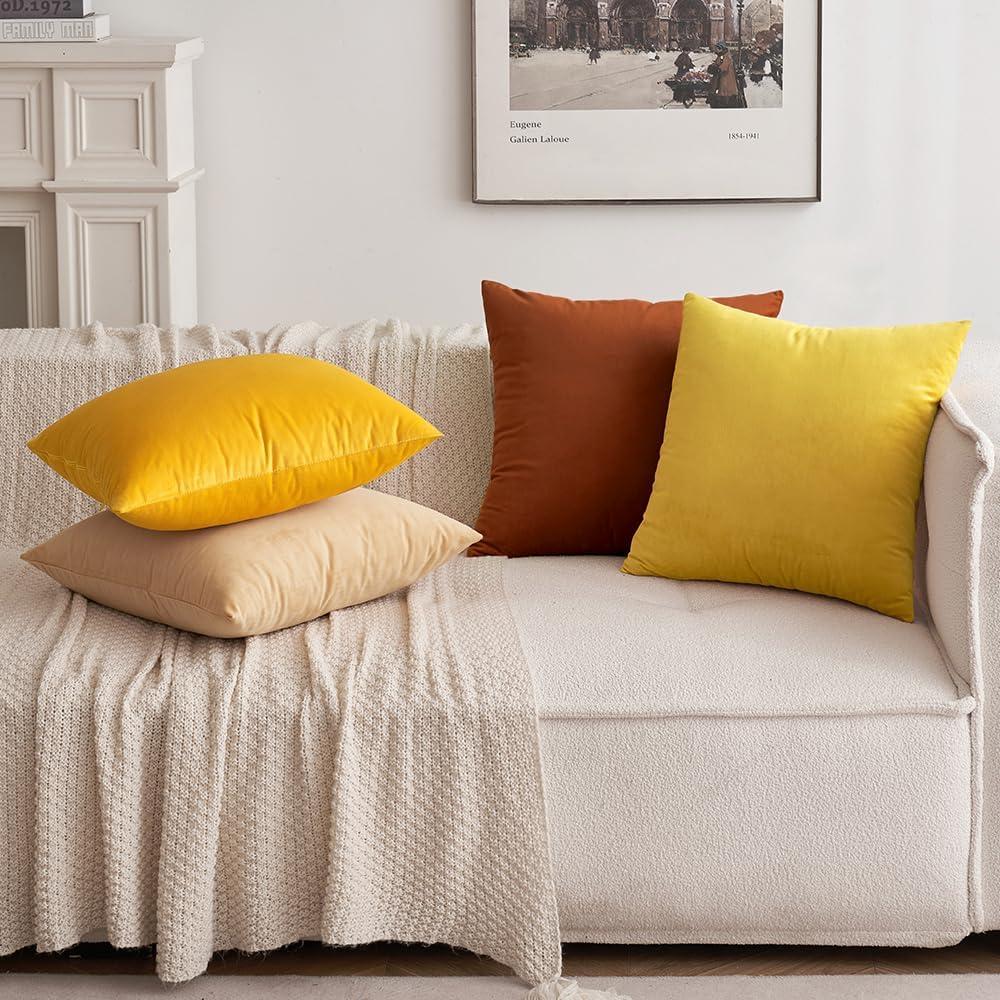 imageMIULEE Pack of 2 Velvet Soft Solid Decorative Square Throw Pillow Covers Christmas Cushion Case for Couch Sofa Bedroom Car 18x18 Inch 45x45 cm GreenRust