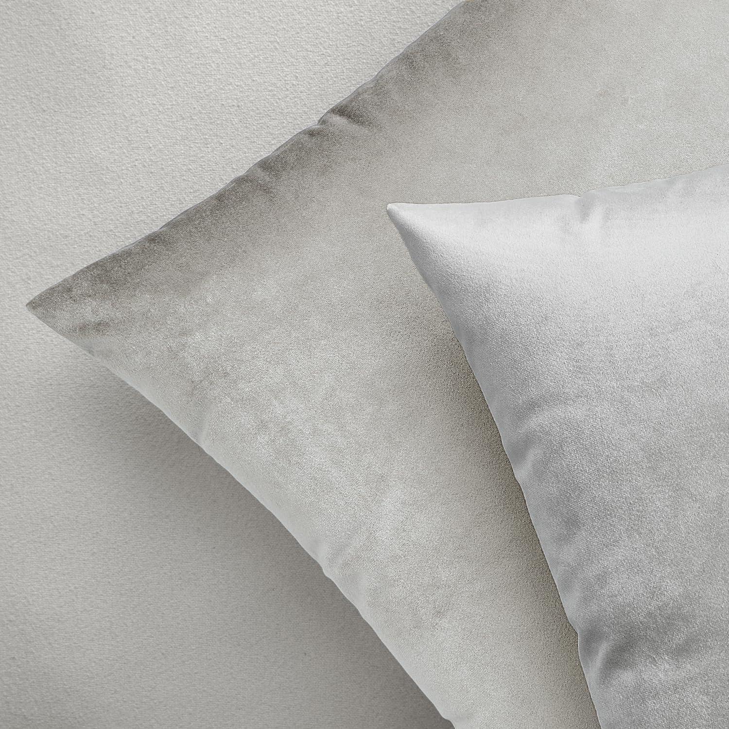 imageMIULEE Pack of 2 Velvet Soft Solid Decorative Square Throw Pillow Covers Christmas Cushion Case for Couch Sofa Bedroom Car 18x18 Inch 45x45 cm GreenSilver Gray