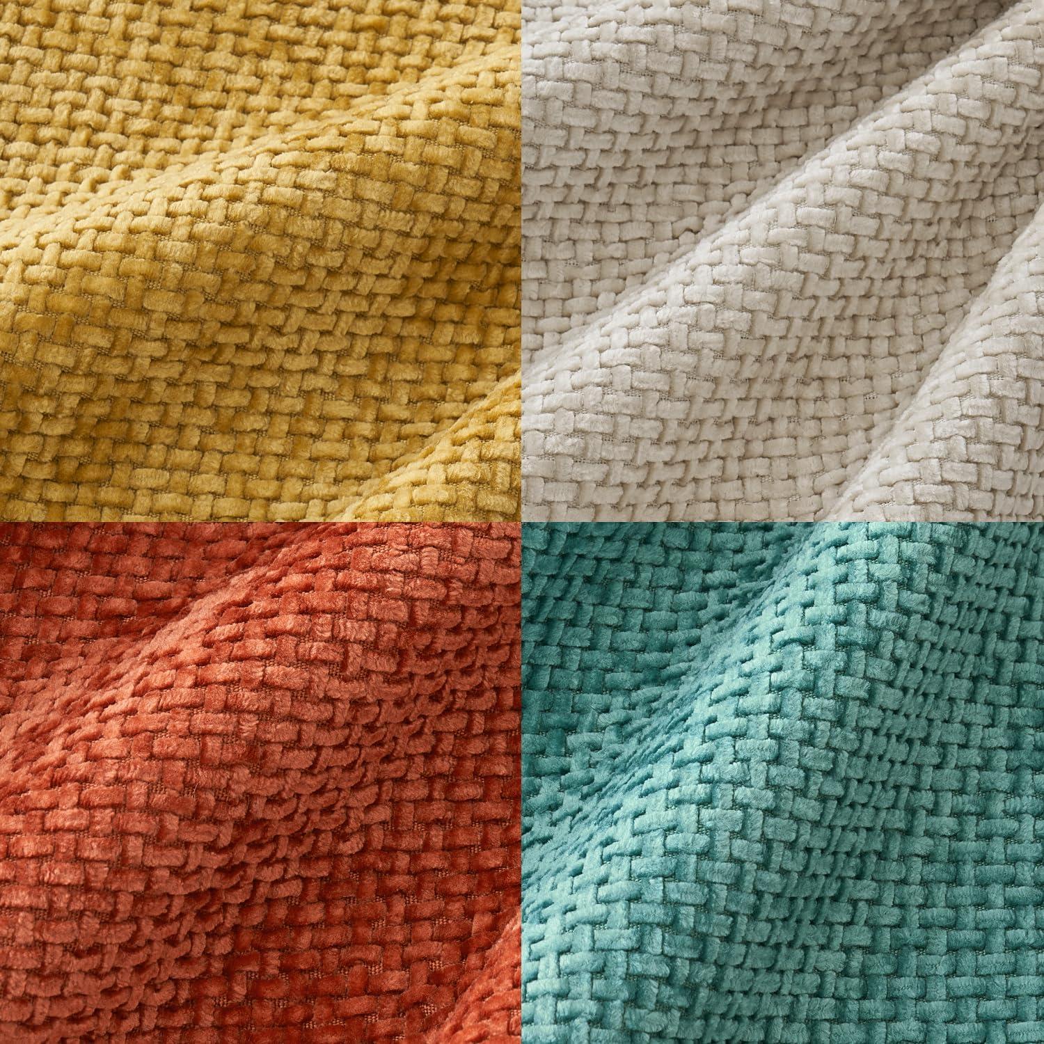 imageMIULEE Pack of 4 Couch Throw Pillow Covers 20x20 Inch Neutral Soft Decorative Chenille Pillow Covers Farmhouse Boho Cushion Covers for Mid Century Modern Home Decor Sofa Bedroom Living RoomOrange Teal