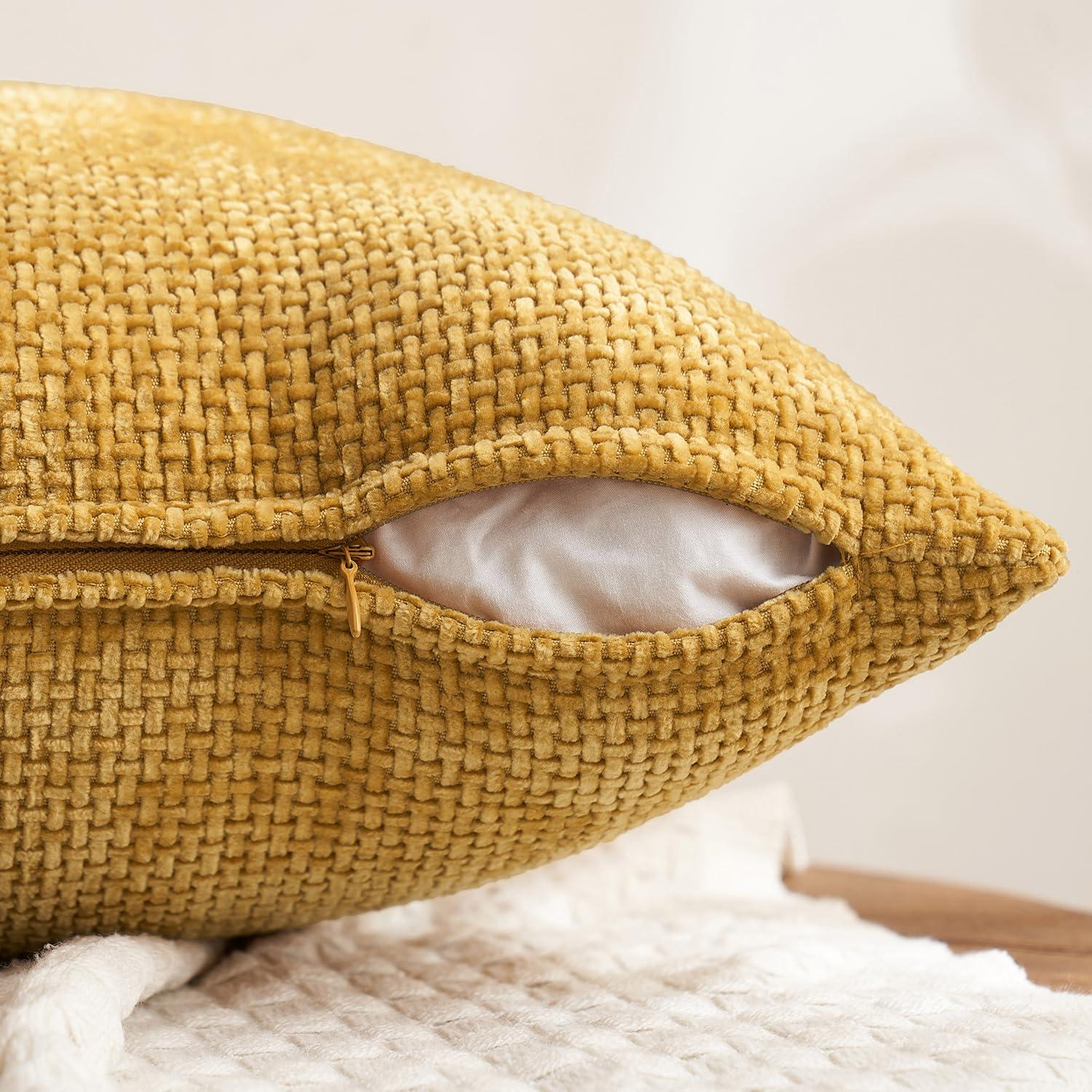 imageMIULEE Pack of 4 Couch Throw Pillow Covers 20x20 Inch Neutral Soft Decorative Chenille Pillow Covers Farmhouse Boho Cushion Covers for Mid Century Modern Home Decor Sofa Bedroom Living RoomChristmas RedGreen
